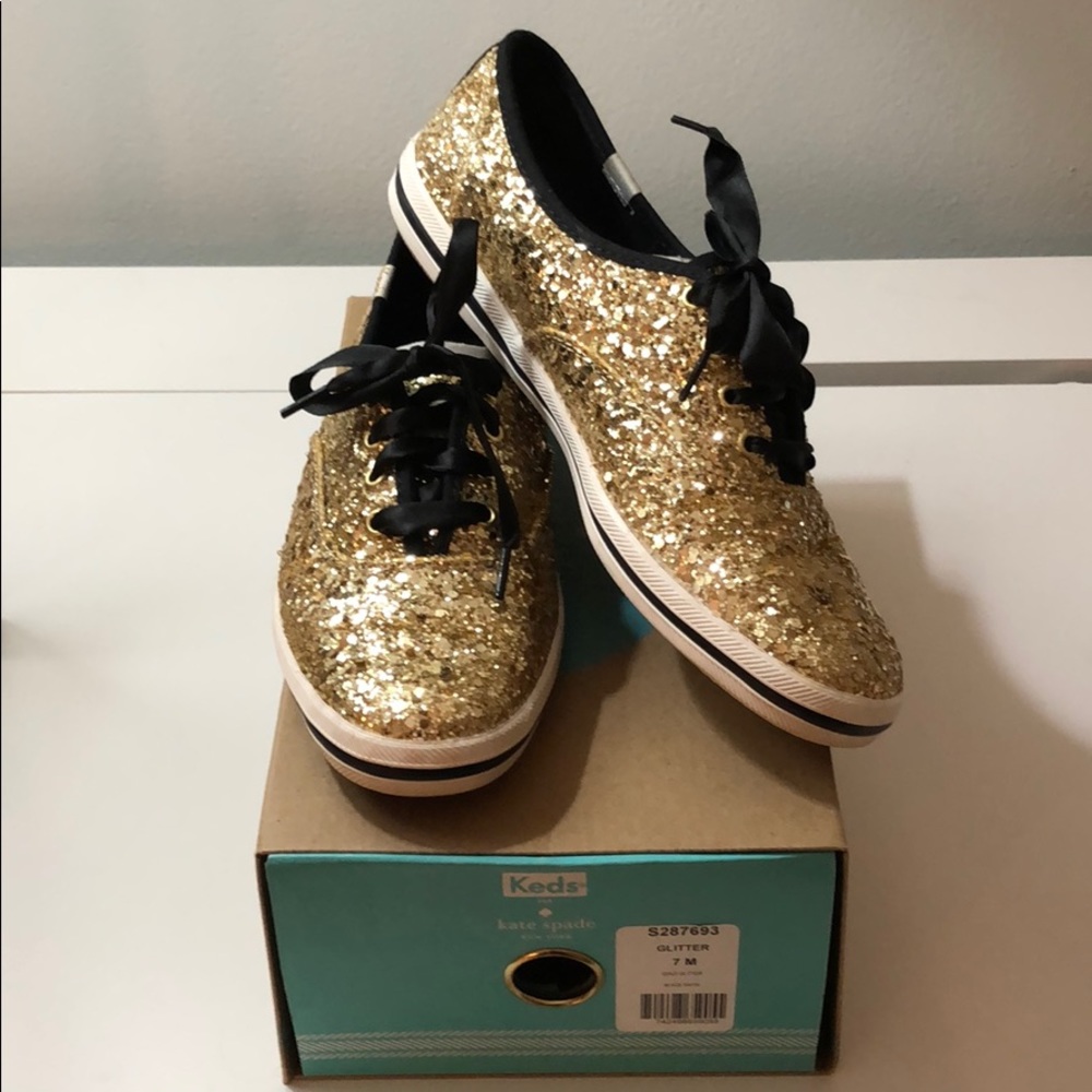 Kate Spade New York Gold Glitter Keds - Size 7